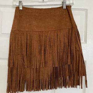 Suede fringe skirt